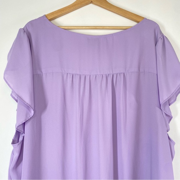 Torrid Light Purple Eyelet Flutter Sleeve V-Neck Blouse Top Size 5 - Picture 5 of 12